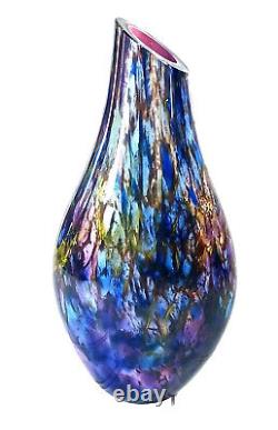 10 2008 SIGNED Dichroic PURPLE PINK BLUE GLASS HOUSE STUDIO ART GLASS VASE