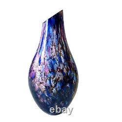 10 2008 SIGNED Dichroic PURPLE PINK BLUE GLASS HOUSE STUDIO ART GLASS VASE