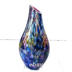 10 2008 SIGNED Dichroic PURPLE PINK BLUE GLASS HOUSE STUDIO ART GLASS VASE