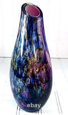 10 2008 SIGNED Dichroic PURPLE PINK BLUE GLASS HOUSE STUDIO ART GLASS VASE