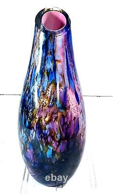 10 2008 SIGNED Dichroic PURPLE PINK BLUE GLASS HOUSE STUDIO ART GLASS VASE