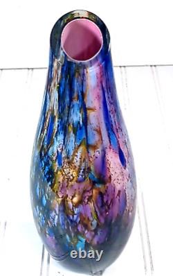 10 2008 SIGNED Dichroic PURPLE PINK BLUE GLASS HOUSE STUDIO ART GLASS VASE