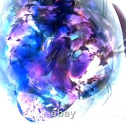 10 2008 SIGNED Dichroic PURPLE PINK BLUE GLASS HOUSE STUDIO ART GLASS VASE