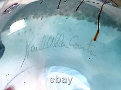10 Paul Allen Counts Art Glass Vase Ocean Floor Pink Rim Millefiori Murano
