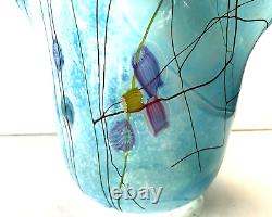 10 Paul Allen Counts Art Glass Vase Ocean Floor Pink Rim Millefiori Murano