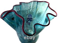 10 Paul Allen Counts Art Glass Vase Ocean Floor Pink Rim Millefiori Murano