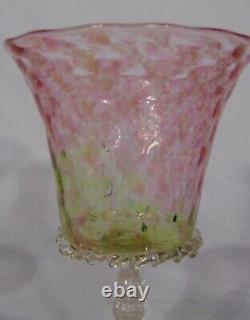 10 Pink Green Watermelon Venetian Italy Glass Wine Stems AKA Alpha Kappa Alpha
