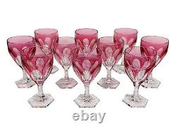 10 Pre-1936 BACCARAT COMPIEGNE Pink Cut to Clear 5 7/8 Port Wine Glass Goblets