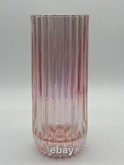 11 Iridescent Pink Art Glass Vase Heavy