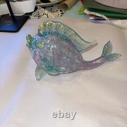 11x7 Murano Hand Blown Art Glass Fish Sculpture, Di-Pi, Tropical Fish, Italy