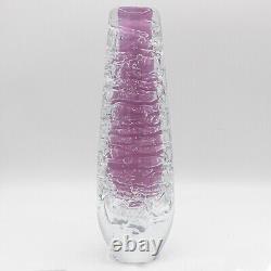12.5 Vintage Czech Art Glass Pink Whirlpool Bud Vase by Frantisek Vízner