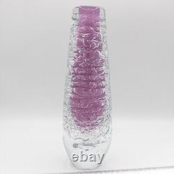 12.5 Vintage Czech Art Glass Pink Whirlpool Bud Vase by Frantisek Vízner