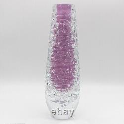 12.5 Vintage Czech Art Glass Pink Whirlpool Bud Vase by Frantisek Vízner