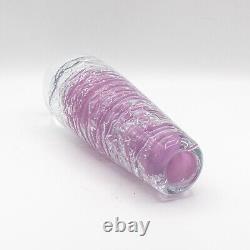 12.5 Vintage Czech Art Glass Pink Whirlpool Bud Vase by Frantisek Vízner
