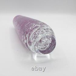 12.5 Vintage Czech Art Glass Pink Whirlpool Bud Vase by Frantisek Vízner