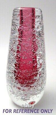 12.5 Vintage Czech Art Glass Pink Whirlpool Bud Vase by Frantisek Vízner