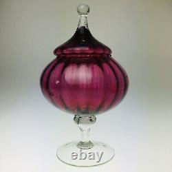 12 Italian Empoli Pink Bon Bon Apothecary Circus top Optic 1960s Genie Art Vase