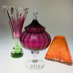 12 Italian Empoli Pink Bon Bon Apothecary Circus top Optic 1960s Genie Art Vase