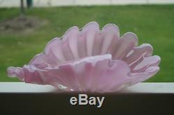 13 LARGE 1940s S. PUCCINI Murano Art Glass Alabastro Pink Opaline SHELL BOWL
