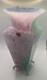 13 Murano Art Glass Vase Square Base Pink Green Blue Spatter Italy Label
