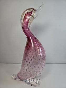 14 Art Glass Bubbles Pink Bird Figurine Murano Italy Mint Italia Collection