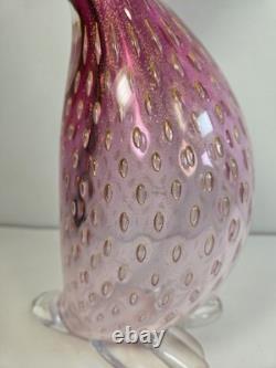 14 Art Glass Bubbles Pink Bird Figurine Murano Italy Mint Italia Collection