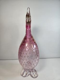14 Art Glass Bubbles Pink Bird Figurine Murano Italy Mint Italia Collection