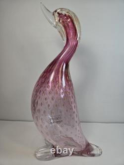 14 Art Glass Bubbles Pink Bird Figurine Murano Italy Mint Italia Collection
