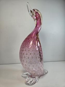14 Art Glass Bubbles Pink Bird Figurine Murano Italy Mint Italia Collection