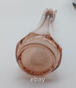 14 L E Smith MCM Pink Peach 8 Panel Finger Art Glass Swung Vase Vintage Retro