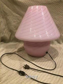 15 Vintage Murano Vetri Italian Glass Mushroom Lamp, Barely Used, Pink