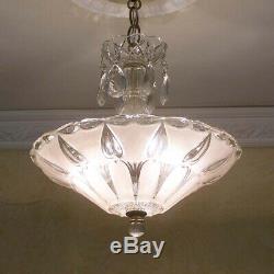 179b Vintage antique arT DEco Ceiling Light Lamp Fixture Chandelier pink