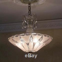 179b Vintage antique arT DEco Ceiling Light Lamp Fixture Chandelier pink