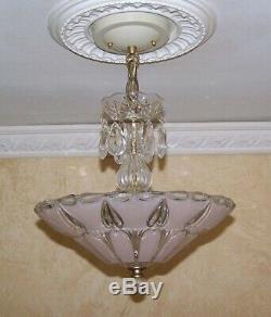 179b Vintage antique arT DEco Ceiling Light Lamp Fixture Chandelier pink