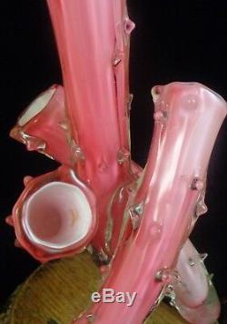1899 Documented Antique French Legras Art Nouveau Pink Cased Glass Thorn Vase