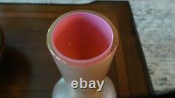 1910 Large KRALIK Art Glass Bohemian Pink Cased GOLD GLATT SILBERIRIS PINCH VASE