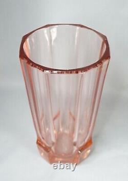 1920s Art Deco Bohemian Czech Moser Josef Hoffmann Pink Glass Crystal Vase