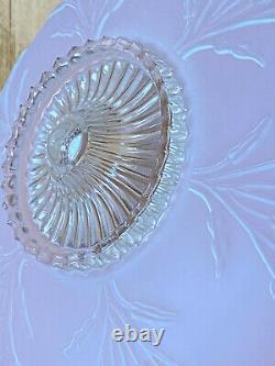 1920s Bowl Light Shade Ceiling Fixture Frosted Pink Art Deco Pressed Glass 10.5