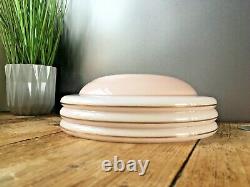 1930's Art Deco Pink Gold Stripes Odeon Ufo Ceiling Glass Light Shade Flycatcher