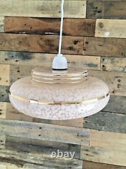 1930's Art Deco Pink Marbled Ufo Ceiling Splatter Glass Light Shade Flycatcher