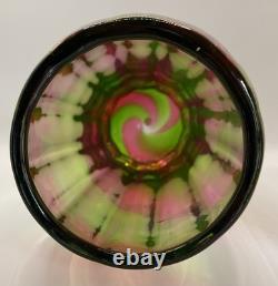 1930's Steven & Williams Large Royal Brierly Pink/Green Rainbow Glass Vase