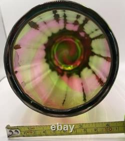 1930's Steven & Williams Large Royal Brierly Pink/Green Rainbow Glass Vase