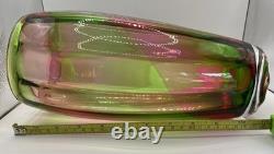 1930's Steven & Williams Large Royal Brierly Pink/Green Rainbow Glass Vase