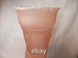 1930s Art Deco Pale Pink Frosted Glass Statue Of Liberty Hand Olympic Torch Vase