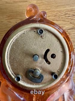 1930s pressed-glass rose-pink Art Deco clock