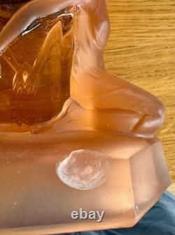 1930s pressed-glass rose-pink Art Deco clock