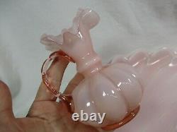 1940 Vintage Fenton Peach Pink Melon Vanity Set, Vase, Pitcher, Perfume