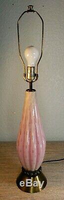 1950 Alfredo Barbini Bullicanti Murano Pink Gold Dust Bubble Glass Table Lamp
