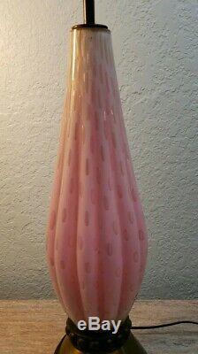 1950 Alfredo Barbini Bullicanti Murano Pink Gold Dust Bubble Glass Table Lamp