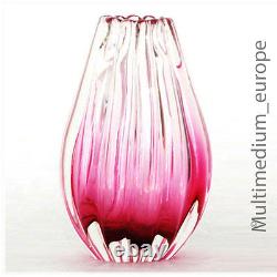 1950s Barovier & Toso Rippen Vase Murano Art Glass Ribbed Vase Pink